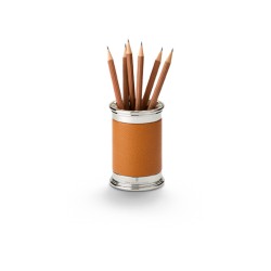 Pot à crayons finition cuir Grainé Cognac